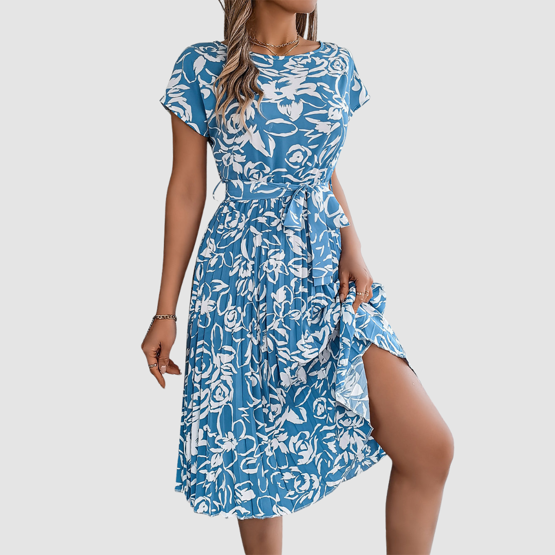 Rosie™ Elegant Floral Pleated Dress
