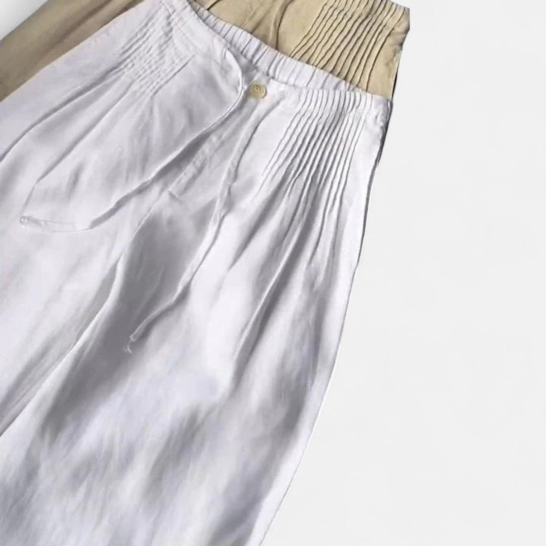 Camille | Wide-leg Pants in Cotton and Linen Blend