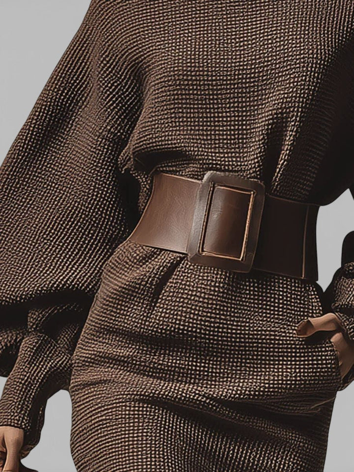 CLÉA | Short Knit Dress with Structured Belt