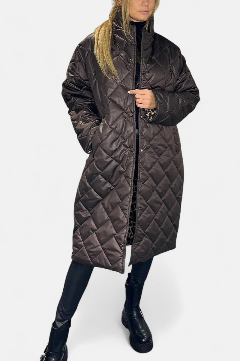 Ofira – Quilted Coat with Leopard Lining