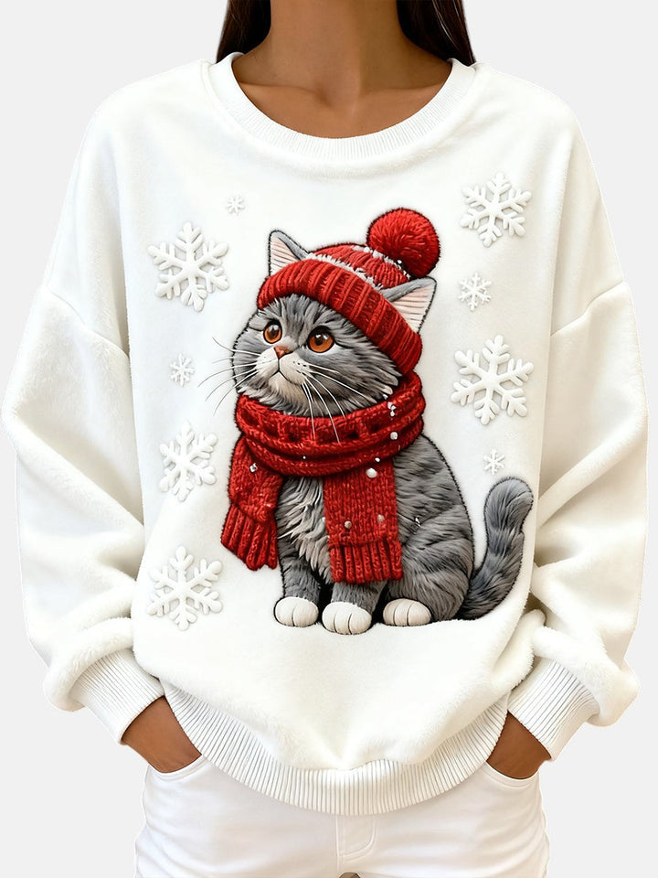 Isla - Christmas Hoodie for Women in Cat Style