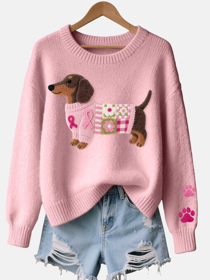 Alba – Knit Sweater with Dachshund Felt Design