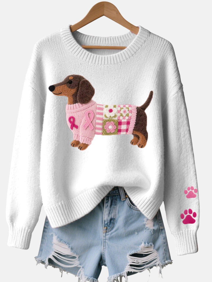 Alba – Knit Sweater with Dachshund Felt Design