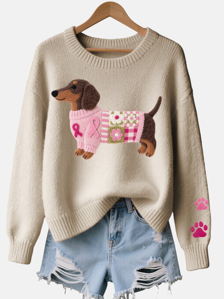 Alba – Knit Sweater with Dachshund Felt Design